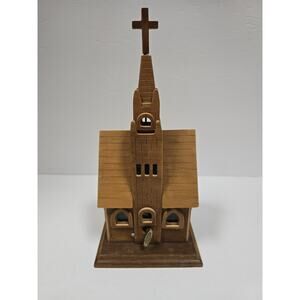 Vintage Berkeley Designs Wooden Church Wind Up Musical Amazing Grace Music Box